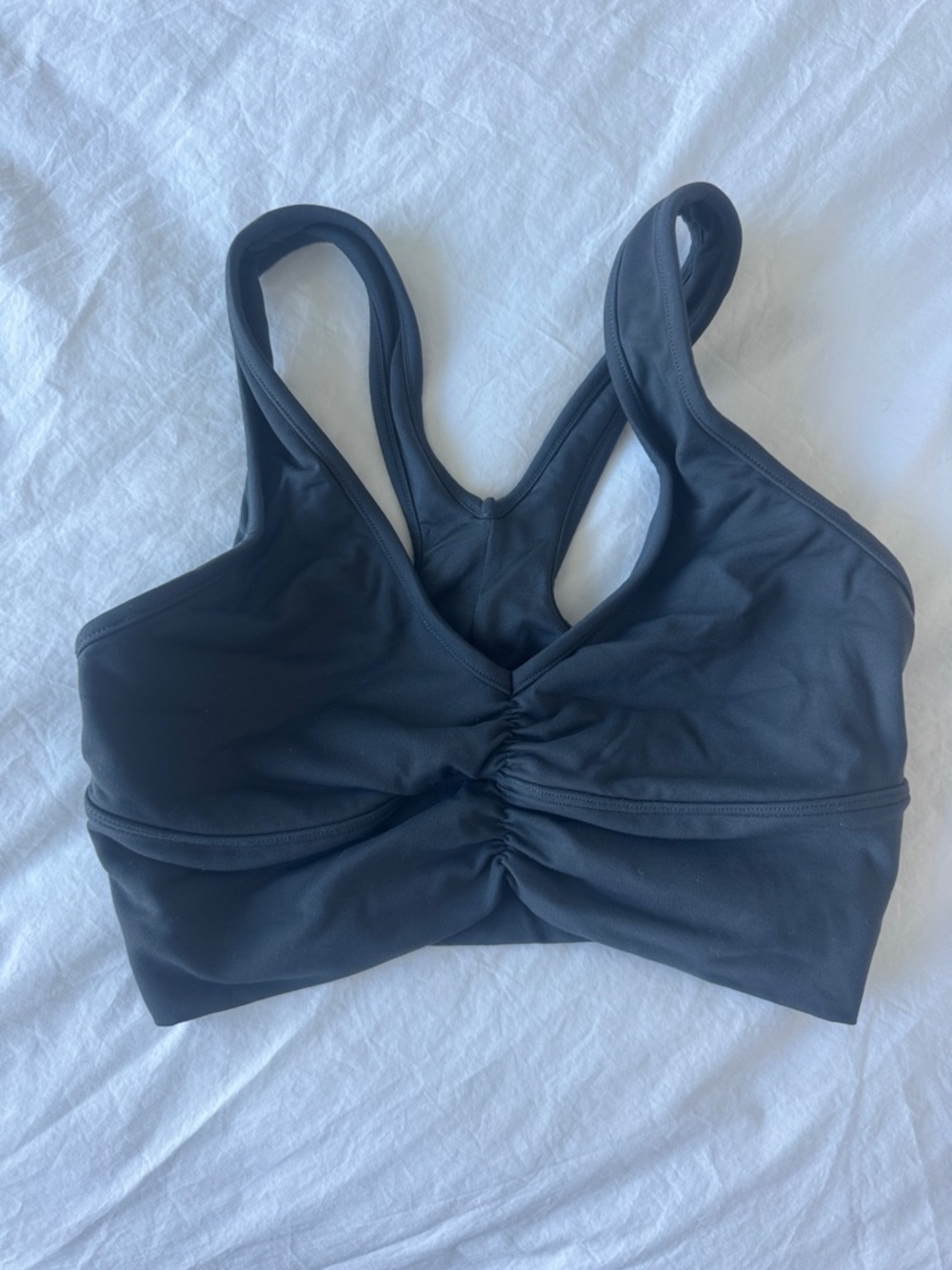 Alo Black Sports Bra with Ruched Front - Women Intimates
